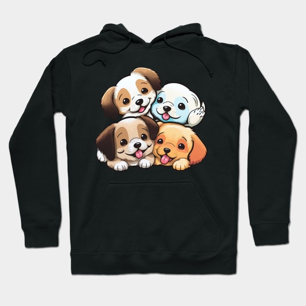 Cute Happy Puppies Hoodie by PukingRainbow